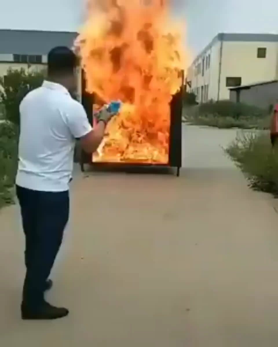 A “reverse molotov cocktail” a specially designed throwable fire extinguisher
