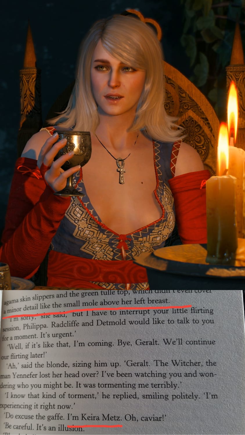 Description of Keira Metz when she meets Geralt on Thanedd and insane attention to detail from CDPR.