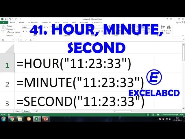 Excel functions HOUR, MINUTE, SECOND