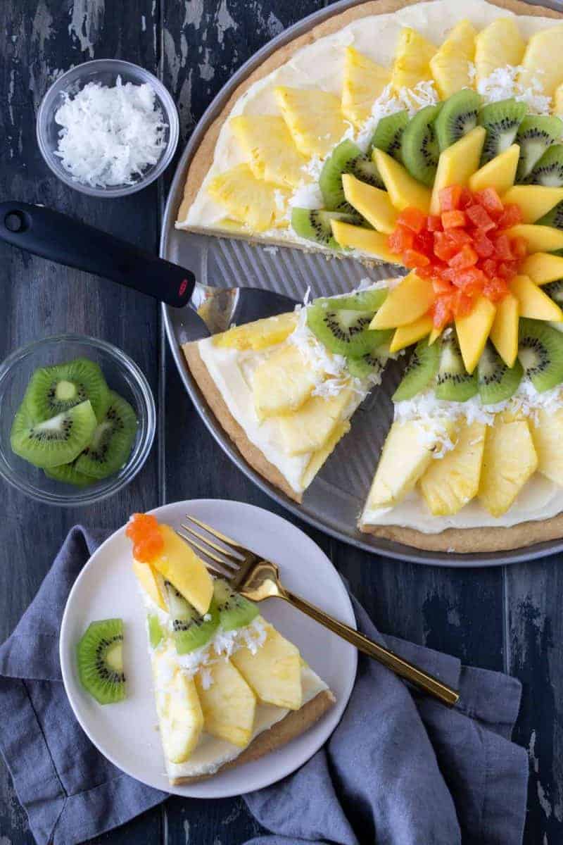Tropical Fruit Pizza with Coconut Cream Cheese Frosting
