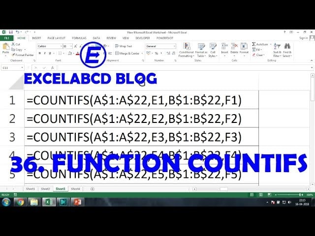 COUNTIFS function in excel