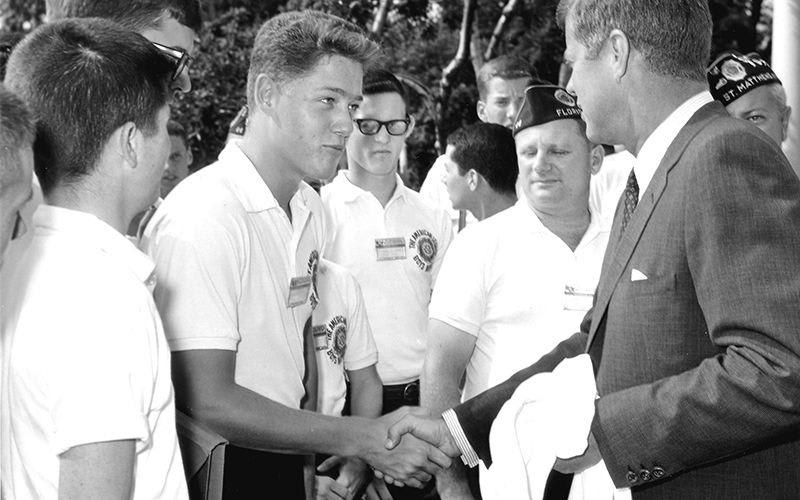A young Bill Clinton shaking hands with President John F. Kennedy (July 1963)