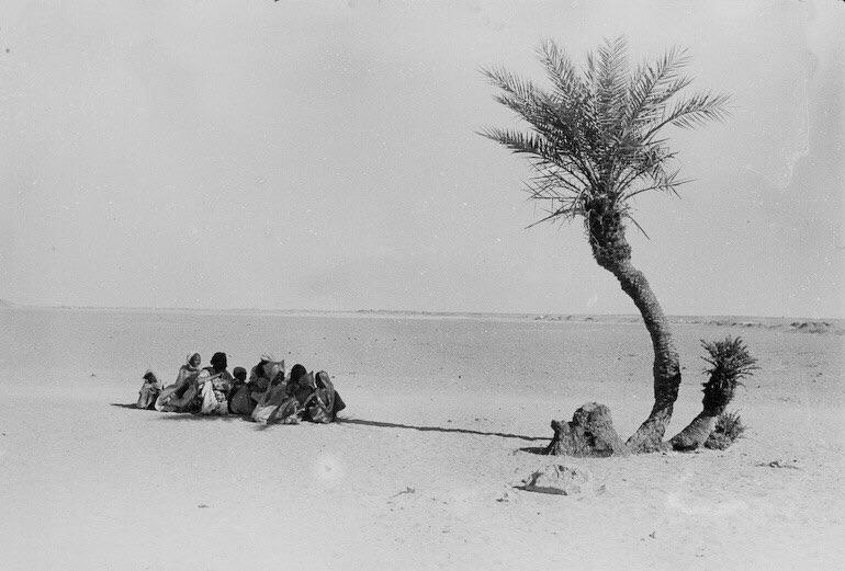 A group of nomads at an oasis in the Sahara, 1936.
