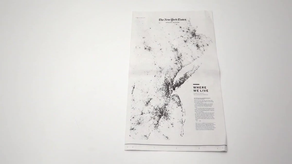 Coming in tomorrow’s print New York Times: A special section featuring a giant, four-page-wide map of all the buildings in one of six metro regions: NYC, Boston, LA, SF and Dallas/Fort Worth. The map you’ll get will depend on where in the country you get the newspaper.
