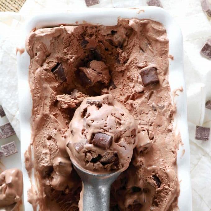 The Best No Churn Chocolate Ice Cream with Chocolate Chunks