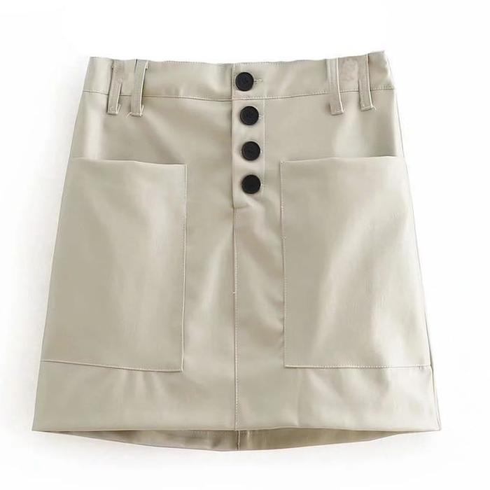 Women Chic Button Mini A-Line Skirt