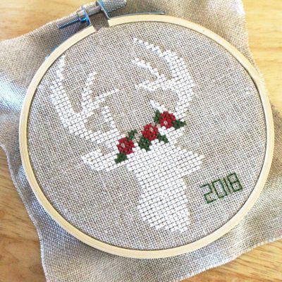 Christmas Deer Cross Stitch Pattern - Instant Download + Finishing Details