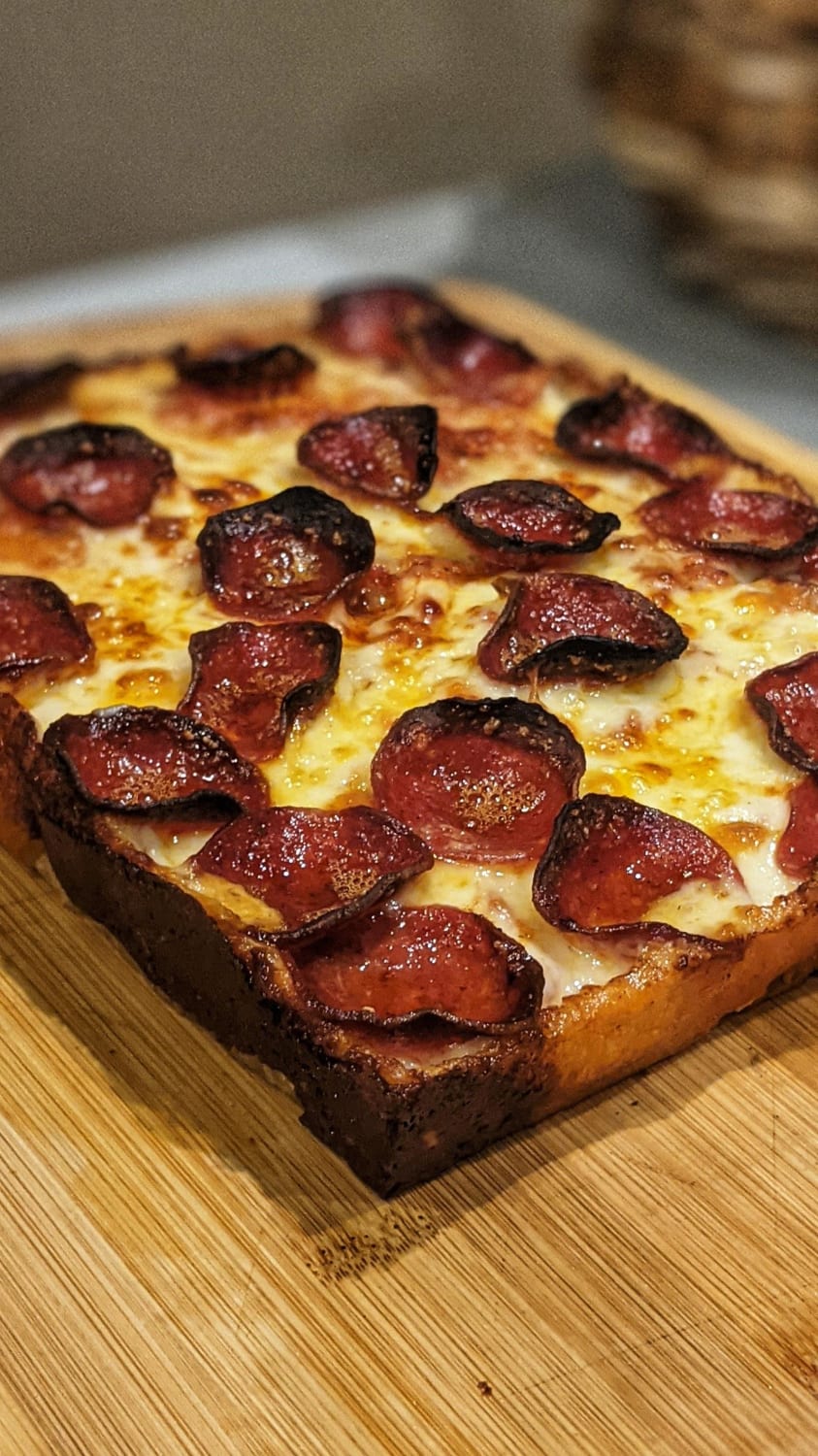 pizza counts as bread right? sourdough Detroit style pepperoni pizza