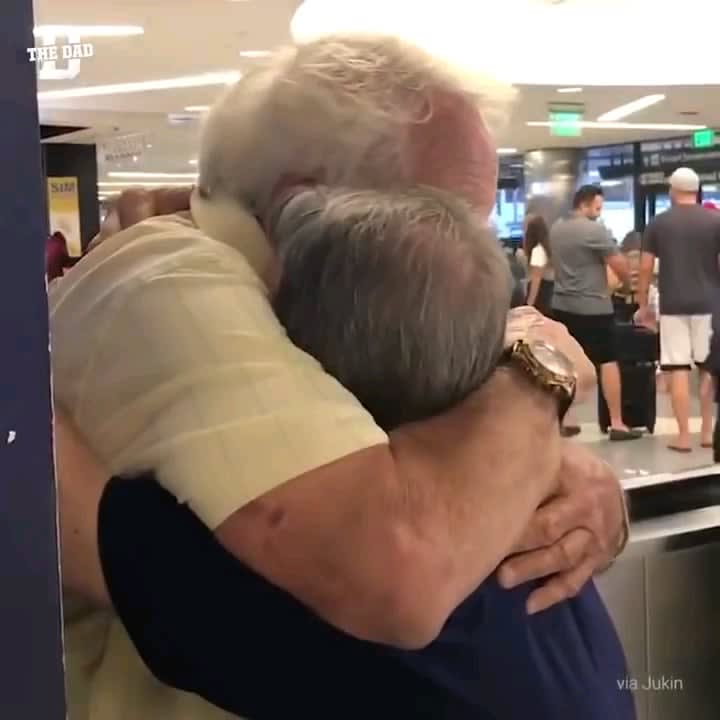 Wholesome reunion of an 88 year old dad and his 53 year old son.