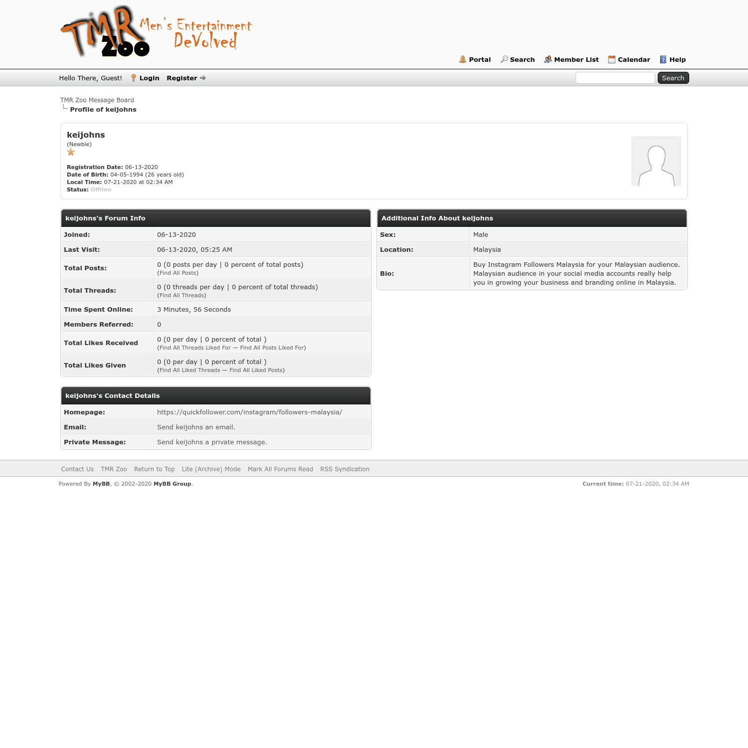 TMR Zoo Message Board - Profile of keijohns