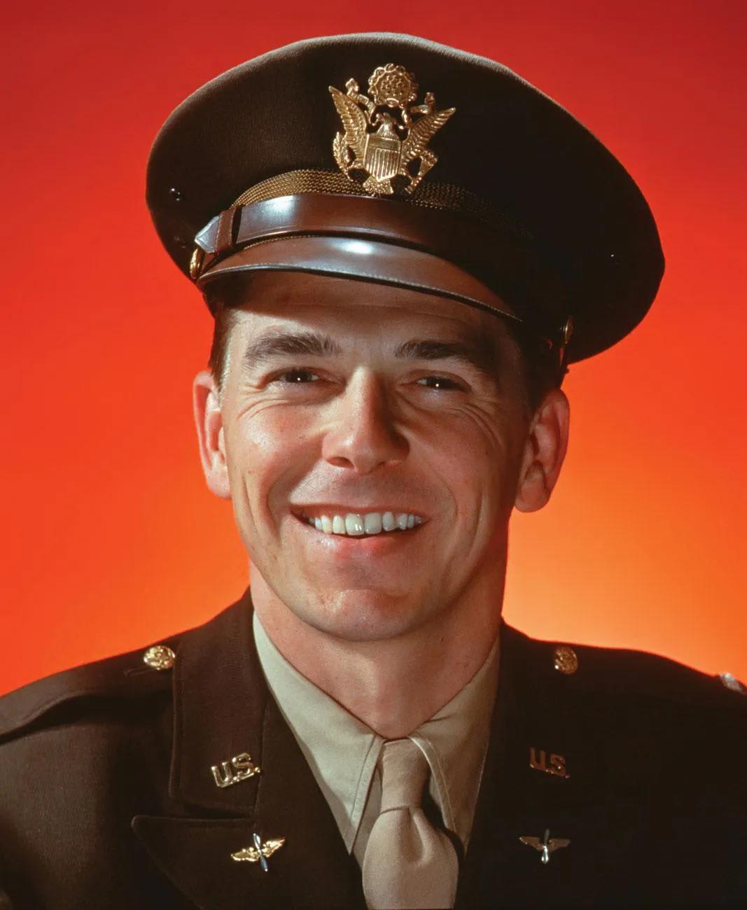 Captain Ronald Reagan, United States Army Air Forces. Kodachrome, circa 1945. [1,,300]