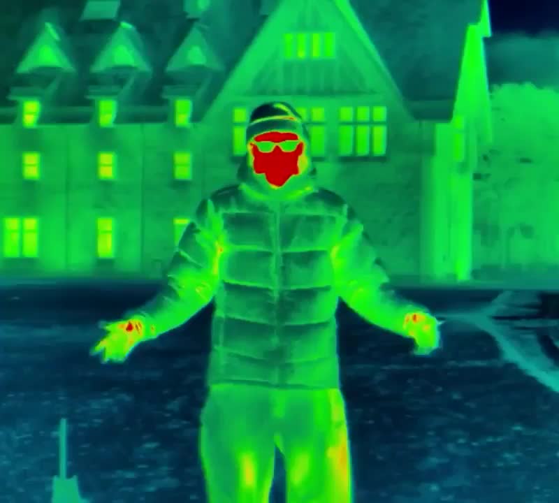 Thermal imaging camera shows how the human body loses heat when exposed to the blistering cold