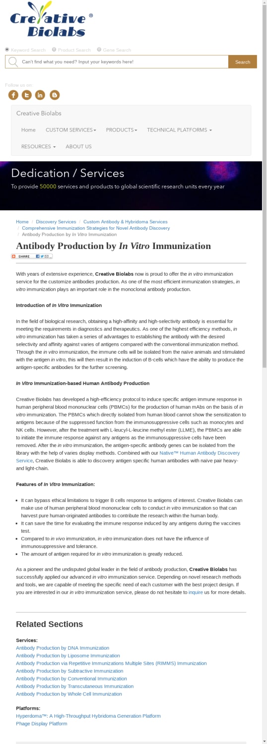 Antibody Production by In Vitro Immunization - Creative Biolabs