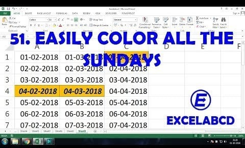 Simple trick to color all the Sundays in list of dates at once