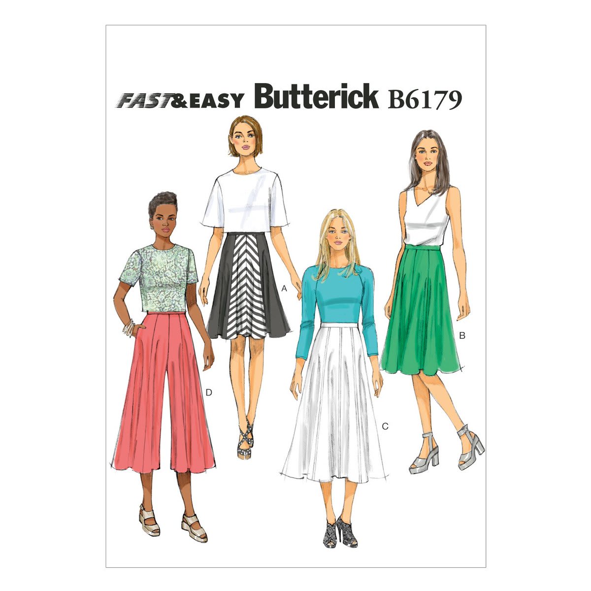Short of time but still love sewing then this fast and easy Butterick B6179 skirt and culottes pattern is for you.