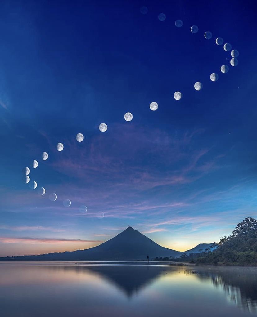 Moon path in Arenal Volcano, Costa Rica.