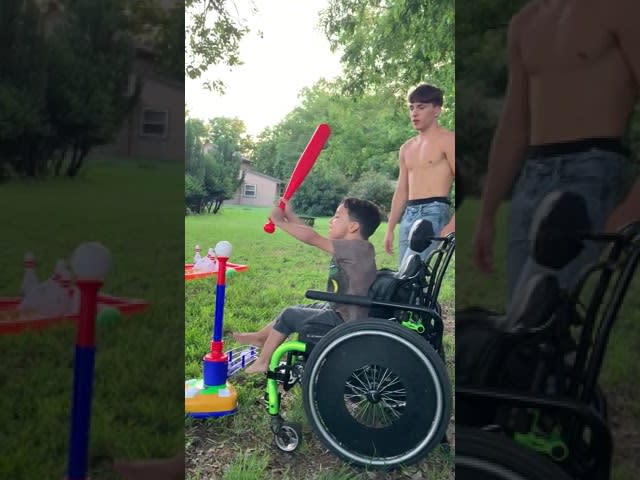 Kid in Wheelchair Gives Priceless Reaction After Playfully Hitting Baseball Shots - 1186078