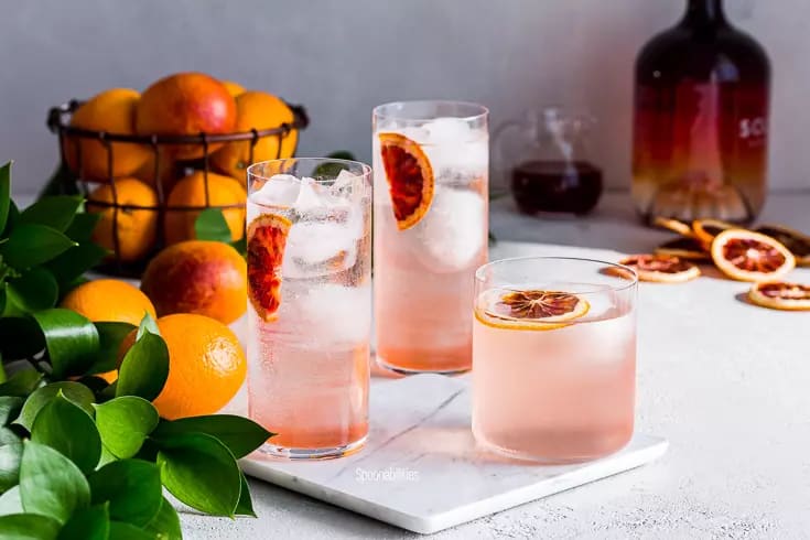 Blood Orange Vodka Soda Cocktail with Solerno