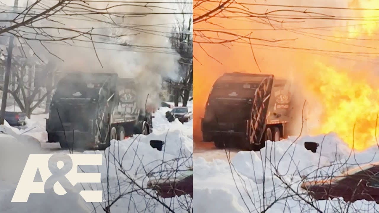 Garbage Truck Gas Tank EXPLODES, Blasting Through a Home | Neighborhood Wars | A&E #shorts