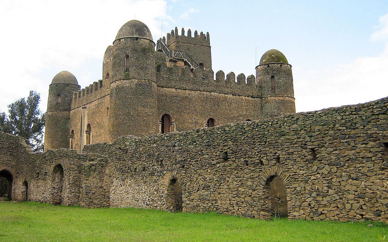 The Fasiladas Castle in Gondar, Amhara region, Ethiopia. It is one of ...
