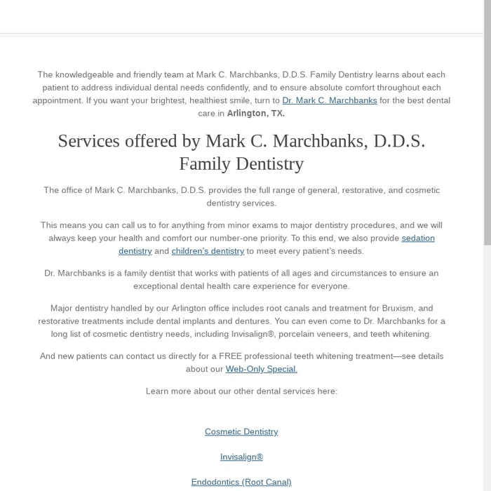 Mark C. Marchbanks D.D.S. Arlington Texas Dentist -