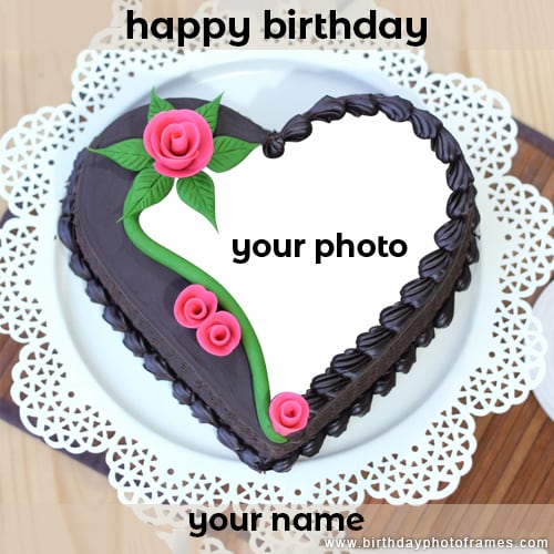 happiest birthday ever with Chocolate cake with name and photo