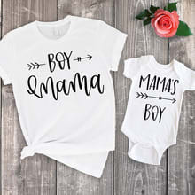 Mom and Son Matching Clothes Family Look Summer Shirts Mama Little Boy Baby Bodysuit Rompers + Mommy T Shirt Set