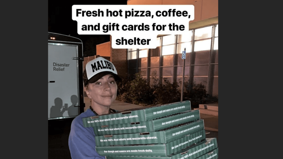 Lady Gaga delivers pizza to California fire evacuees and emergency workers
