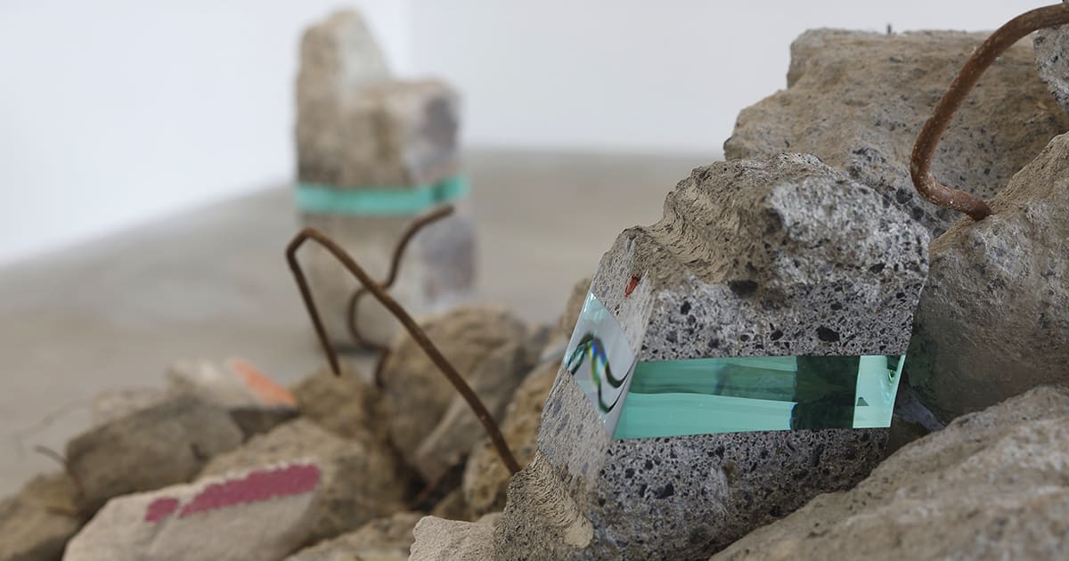 Lustrous Strips of Glass Bisect Debris, Bricks, and Semi-Precious Stones in Ramon Todo's Sculptures