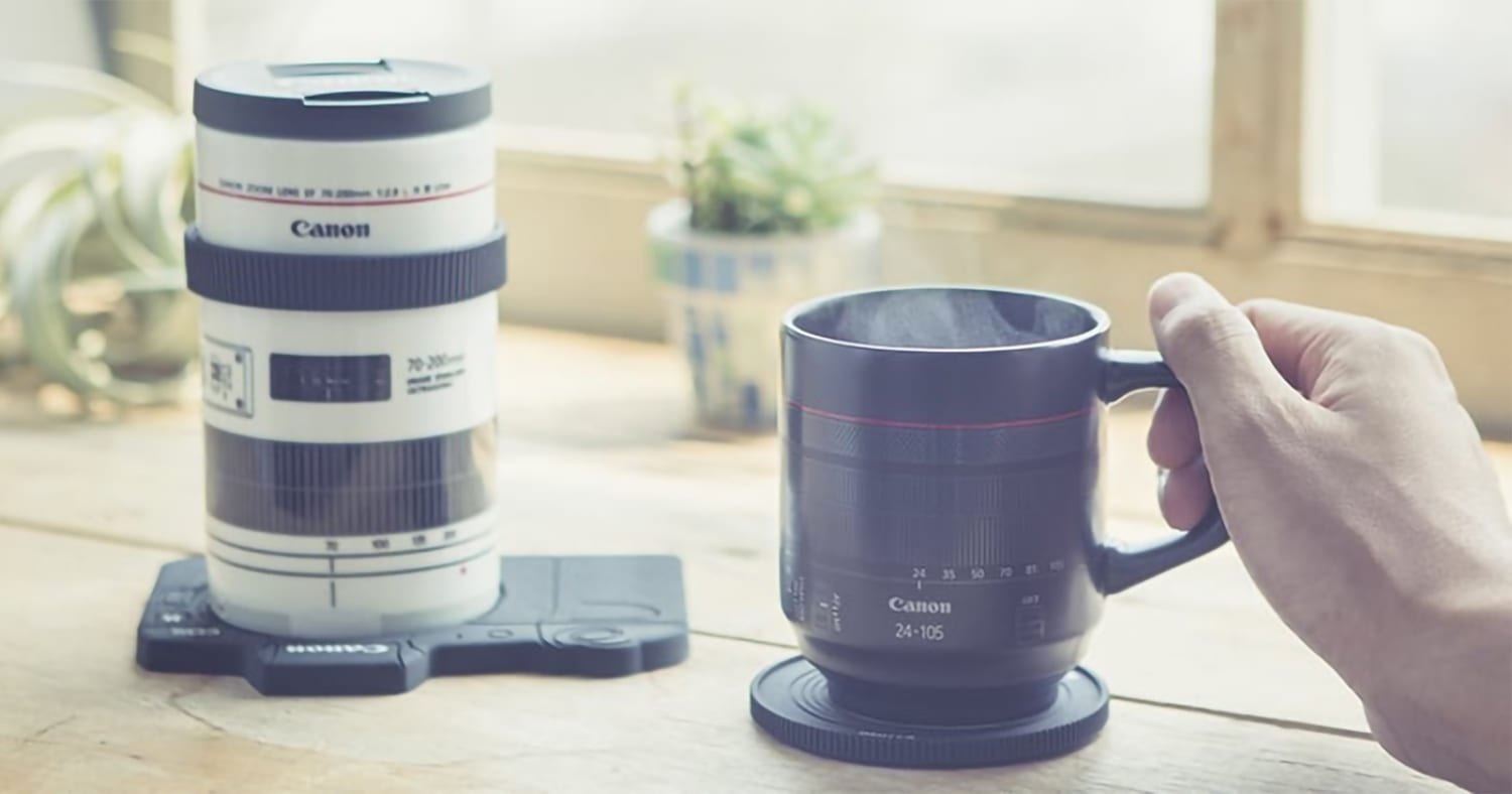 New Official Canon Drinkware Looks like EF and RF Lenses