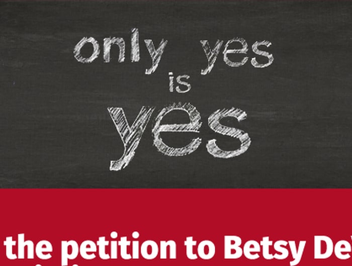 Sign the petition to Betsy DeVos: protect victims, not sexual predators.