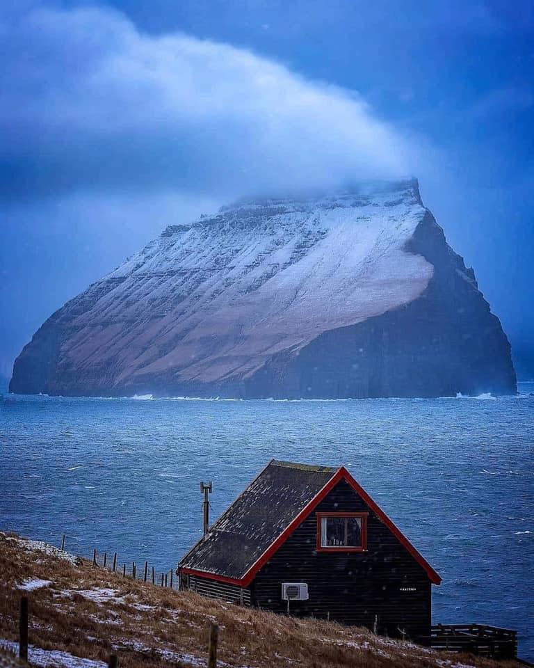 The island of Koltur, photographed from Sandavágur, Vágar, in the Faroe Islands.