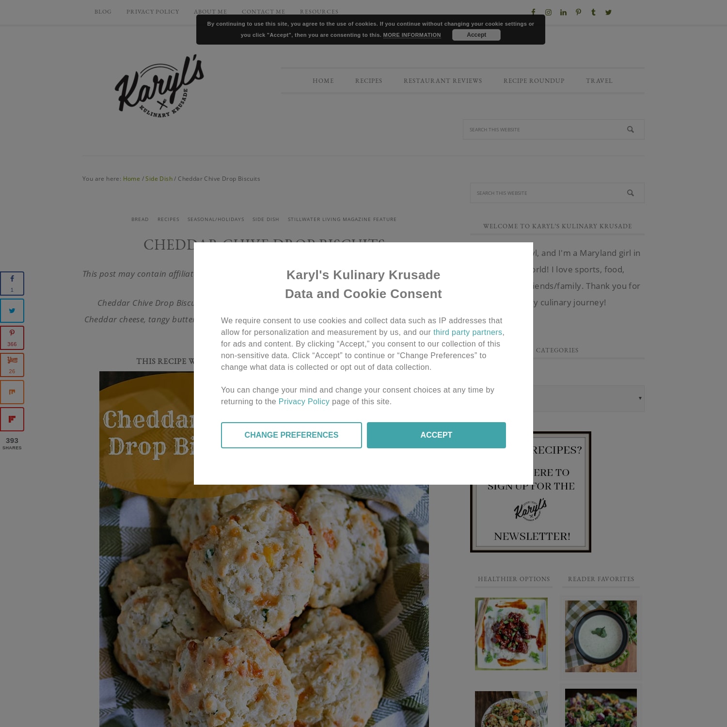 Cheddar Chive Drop Biscuits | Karyl's Kulinary Krusade