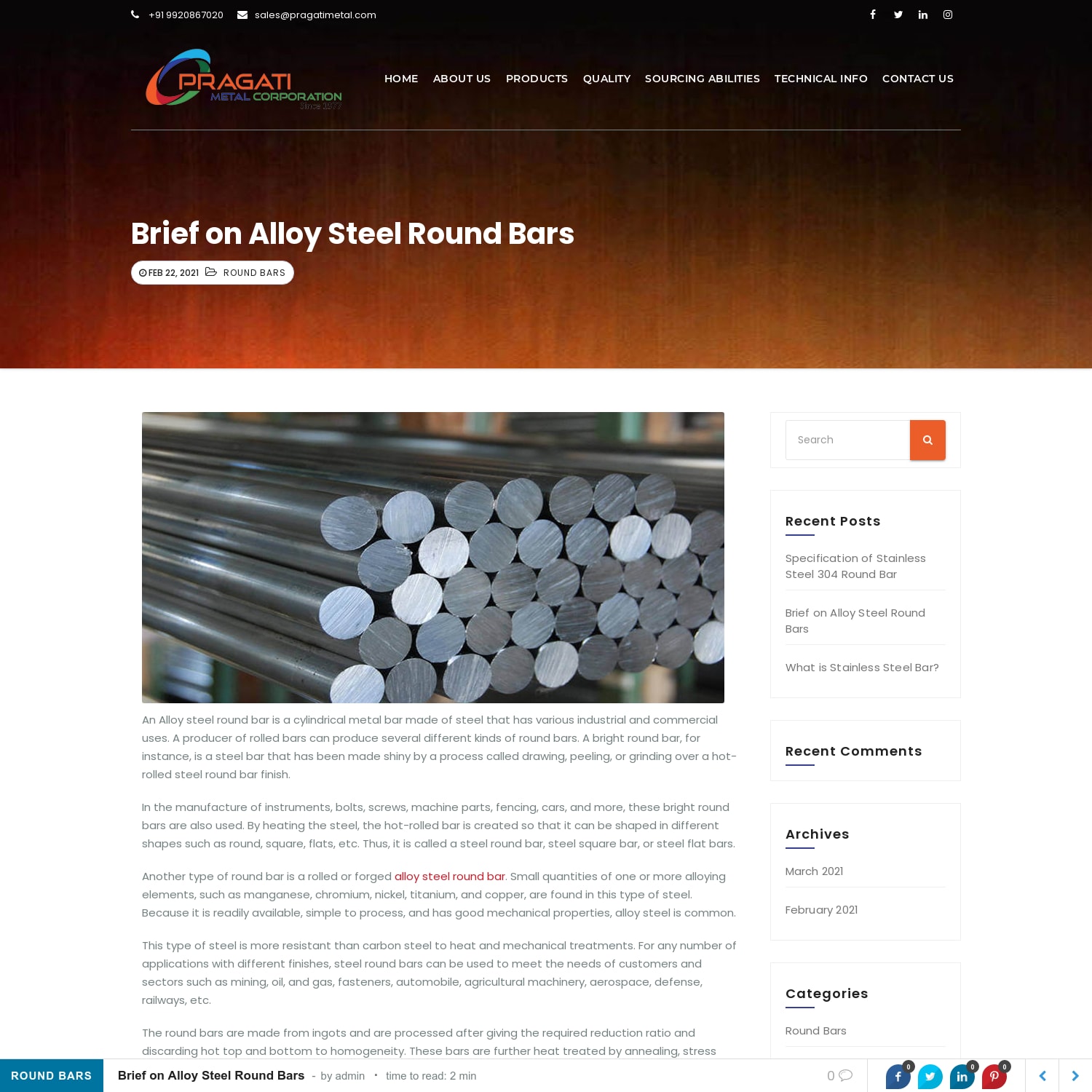 Brief on Alloy Steel Round Bars