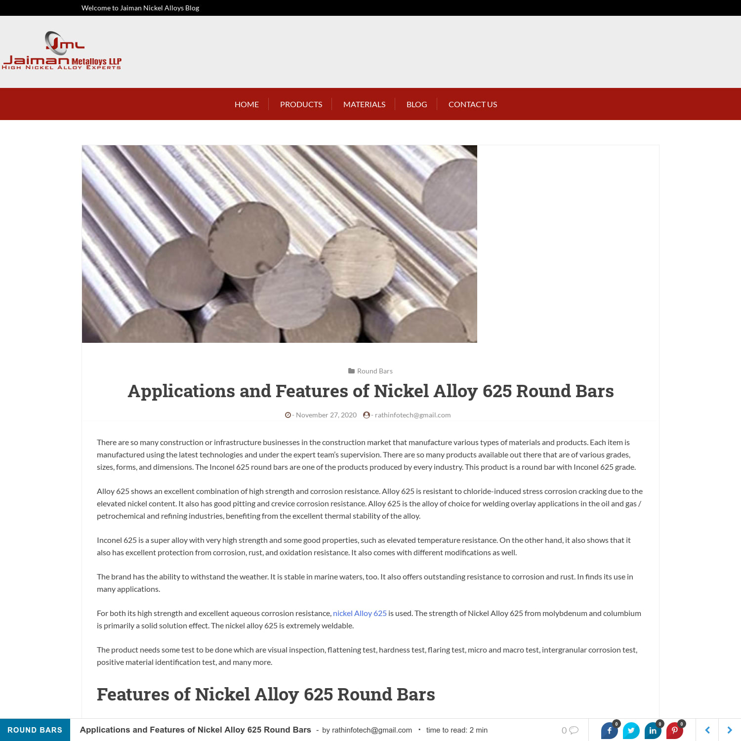 Applications and Features of Nickel Alloy 625 Round Bars - jaimannickelalloys.com Blog