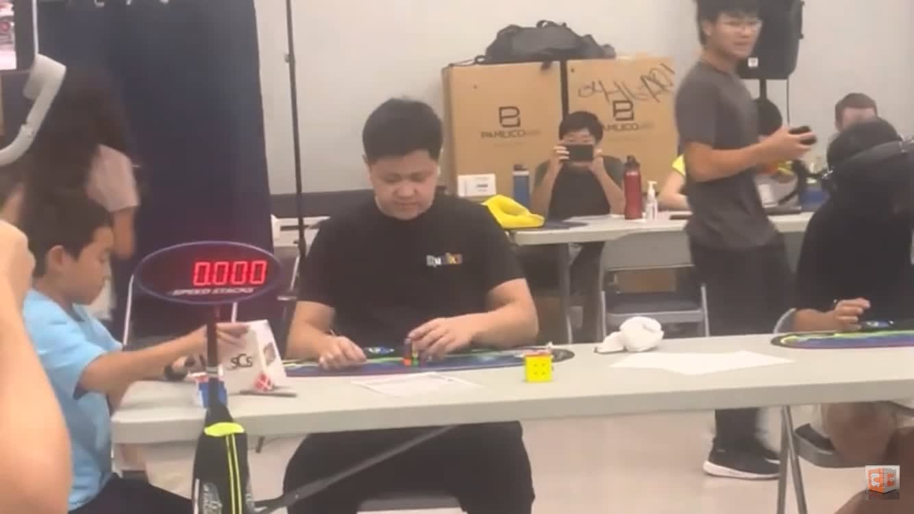 This guy solving a Rubik’s cube one handed in 6 seconds.