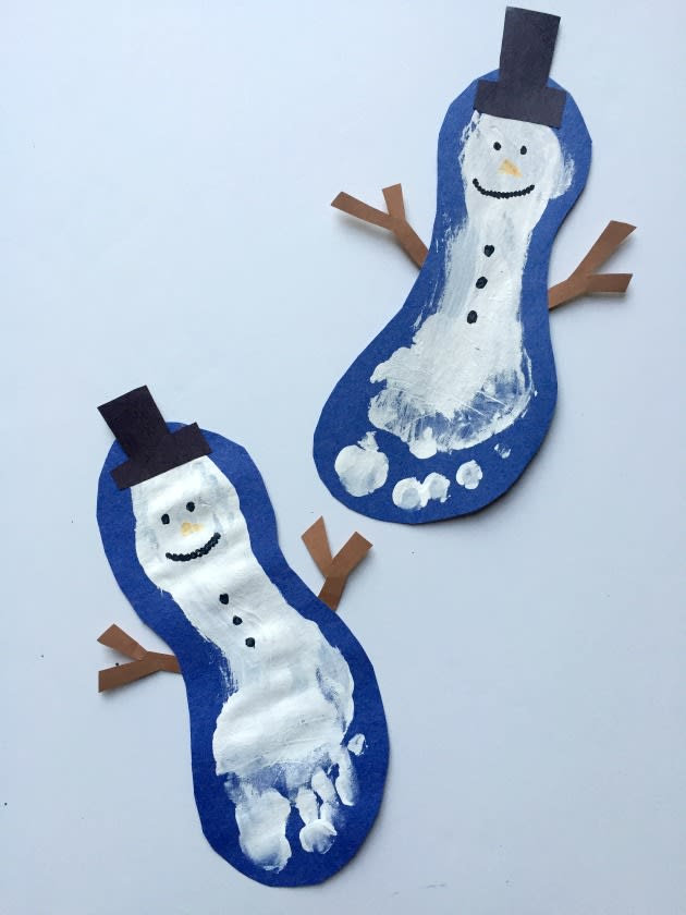 Snowman Footprint Craft For Kids