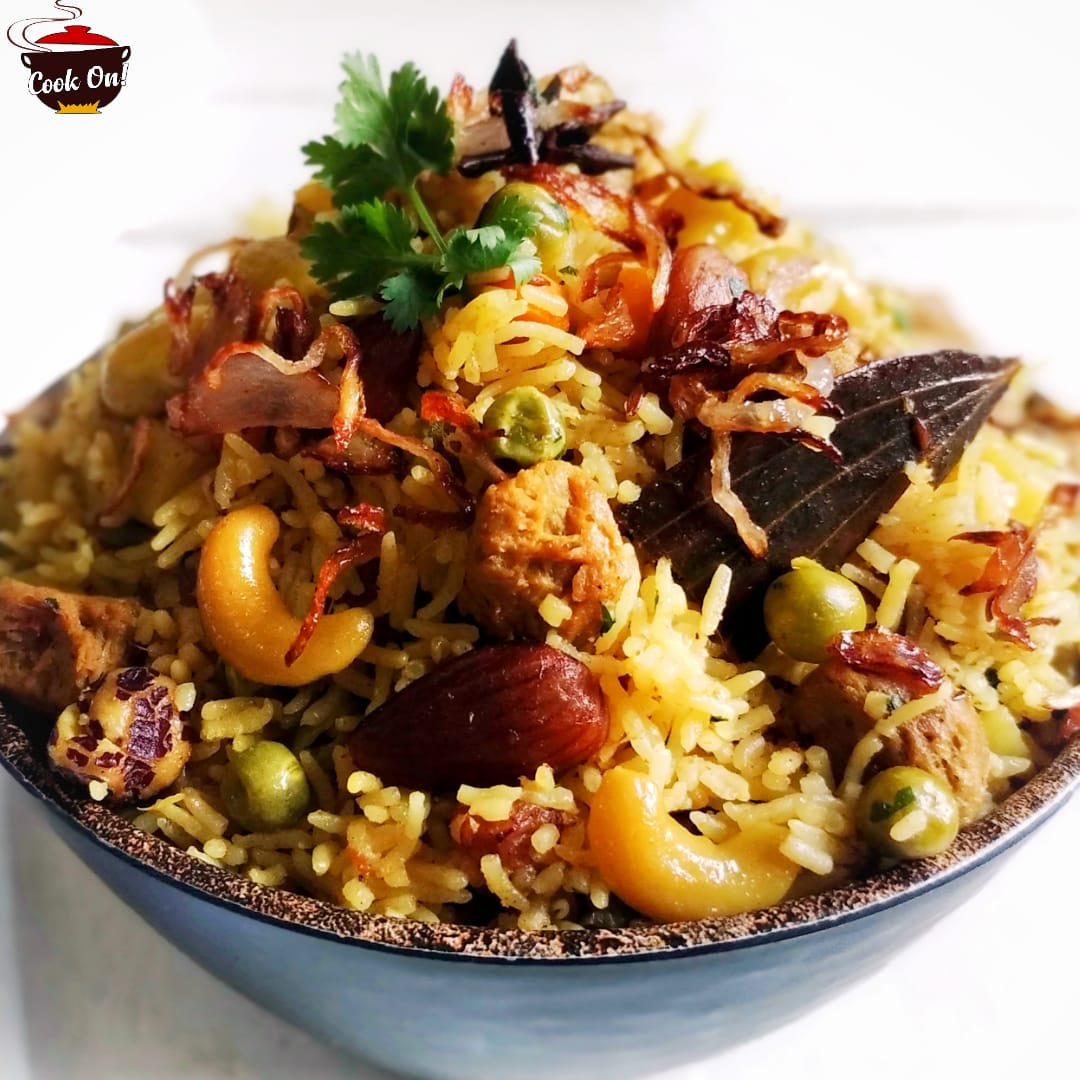 Shahi Veg Pulao (Royal Veg Pilaf). Rice based dish with robust flavours of nuts, spices and veggies.