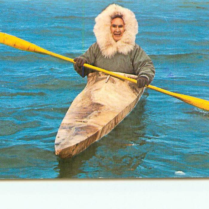 Alaska Eskimo Inuit in His Kayak