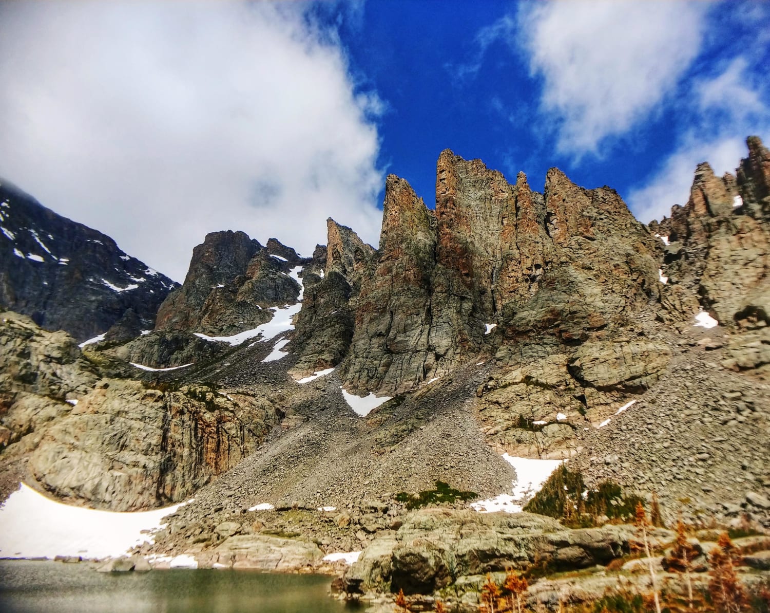 Had a phenomenal sunny windless first visit to this magical place! The Sharktooth behind Sky Pond, Rocky Mountain National Park, Colorado, USA