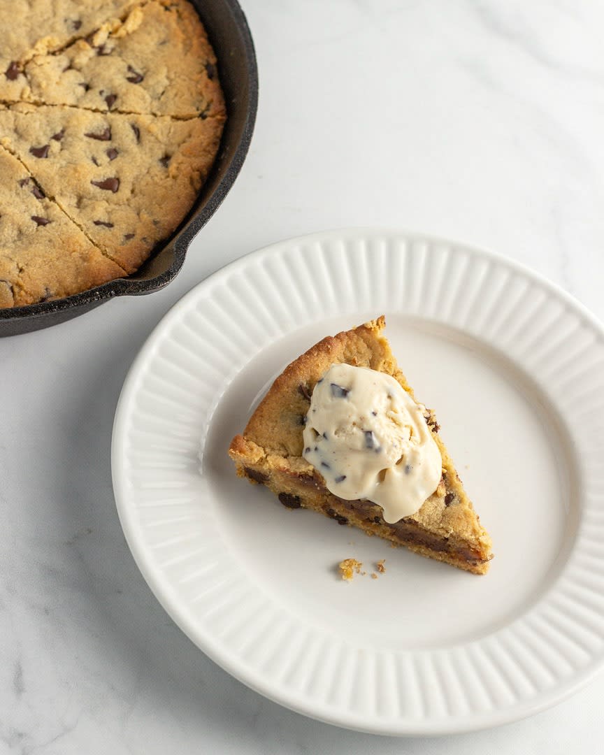 Keto Peanut Butter Chocolate Chip Skillet Cookie