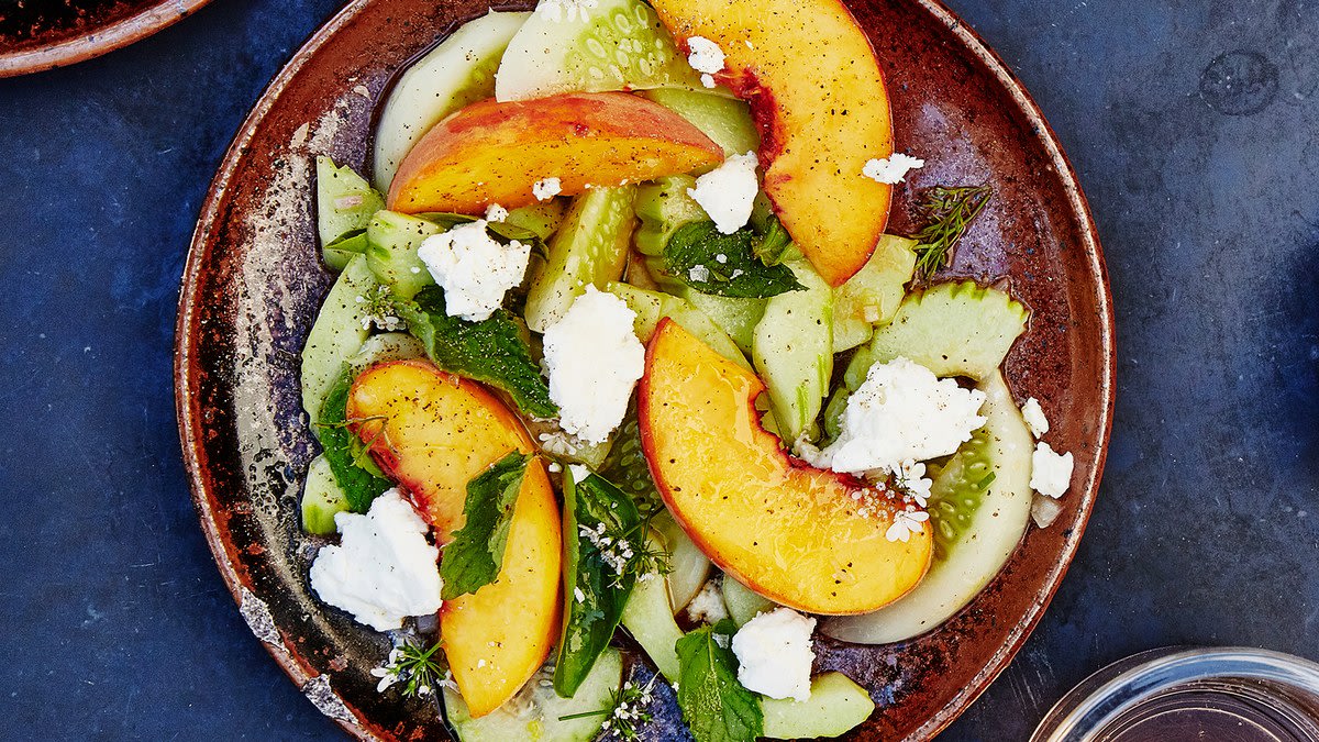 Cucumber and Peach Salad with Herbs Recipe
