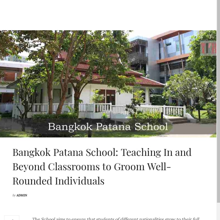 Bangkok Patana School: Teaching In and Beyond Classrooms to Groom Well-Rounded Individuals