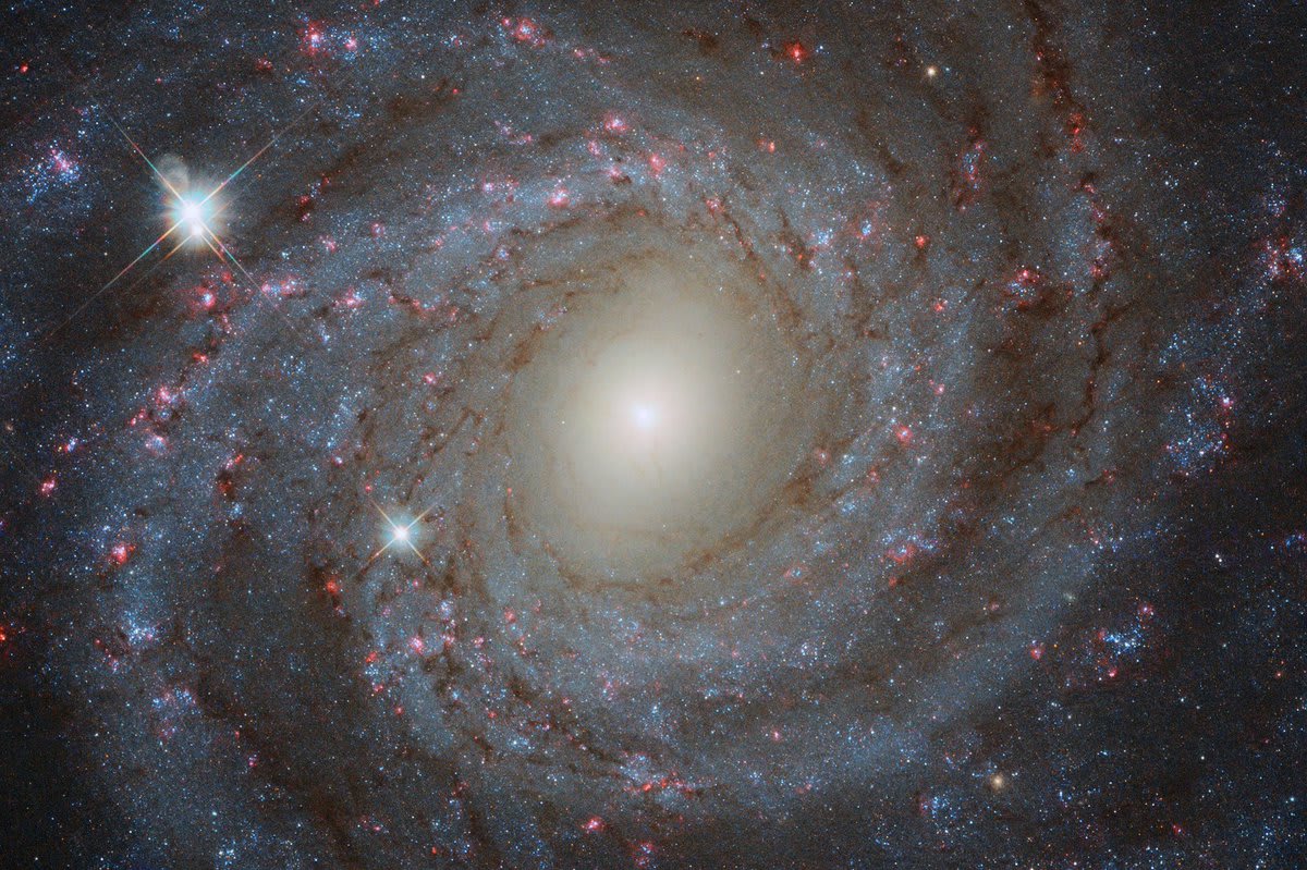 2018 Hubble Space Telescope Advent Calendar - Day 2: A Distant Whirlpool. A face-on view of spiral galaxy NGC 3344, located about 20 million light-years from Earth.