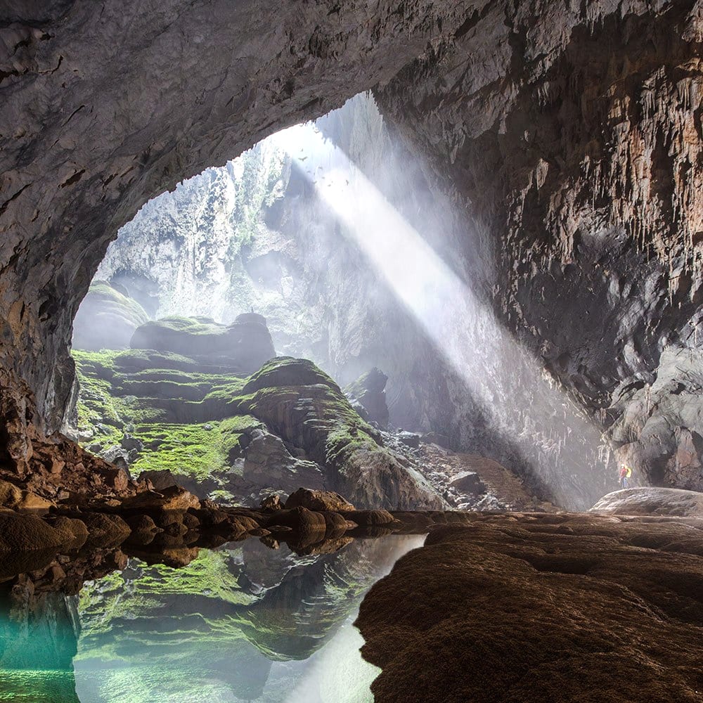 Son Doong cave, Vietnam. Lost twice over the ages, this cave is the largest in the world. It's so large it has its own microclimate including clouds and rain.
