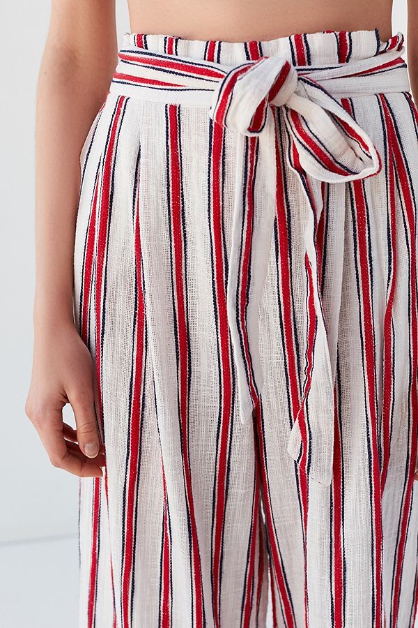 UO Ava Striped Paperbag Pant | カジュアル, リネン