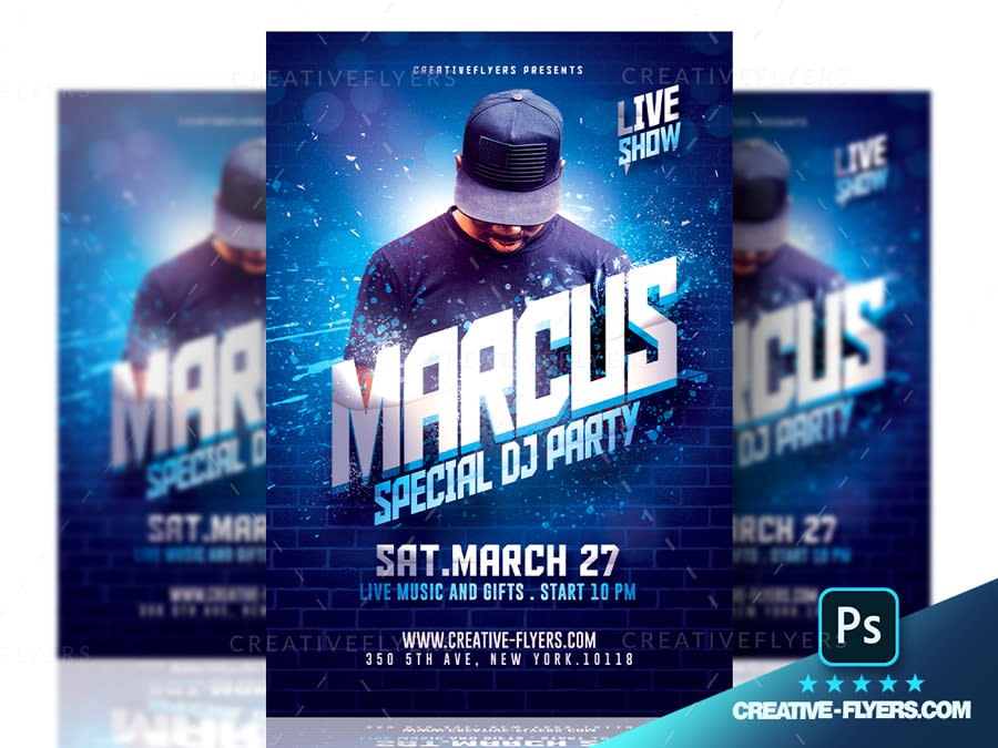 Dj Party Graphic Template for Photoshop - Creative Flyers