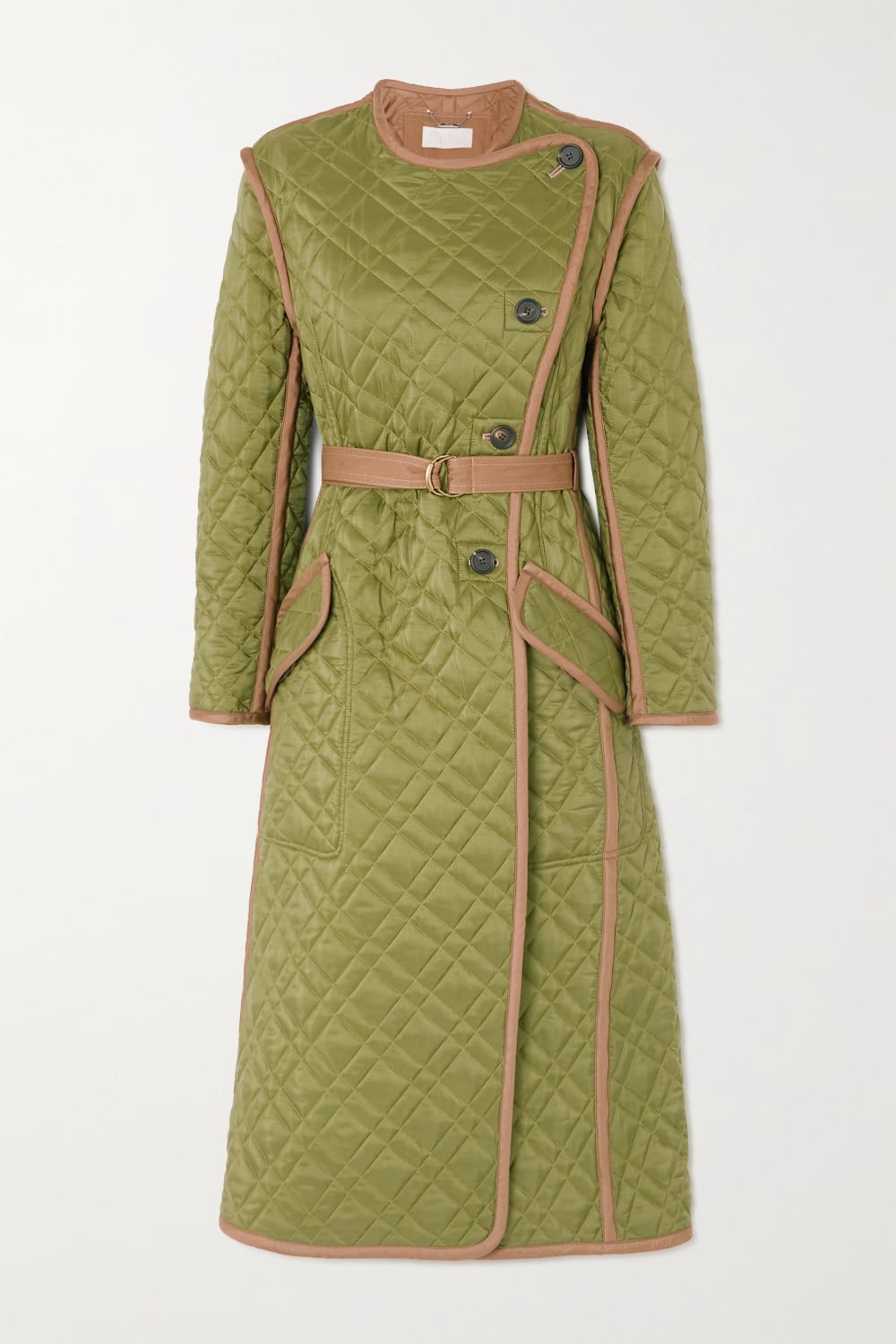 Green Belted quilted shell coat | Chloé | NET-A-PORTER