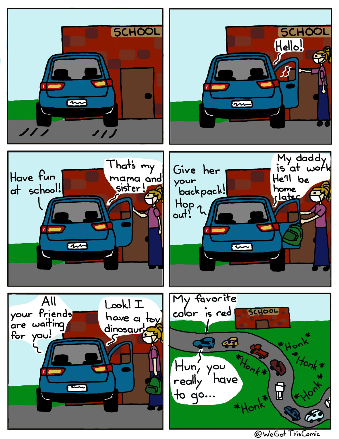 The trouble of a friendly kid in the carpool line