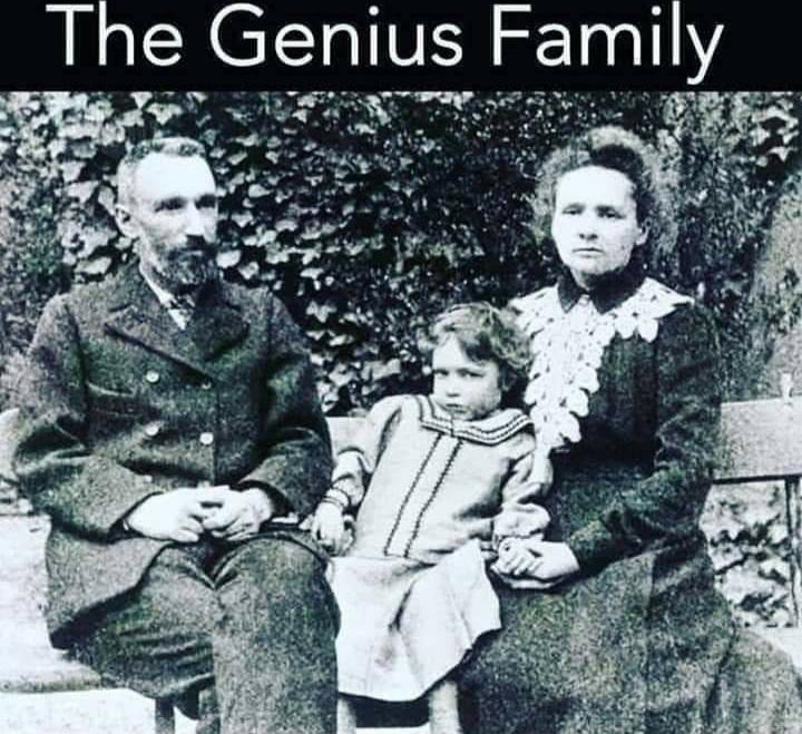 3 Nobel Prize winners in the one family. Marie Curie (chemistry & physics) Pierre Curie (physics) & Irene-Joliot Curie (chemistry) making them the most Nobel laureates in a family to date.